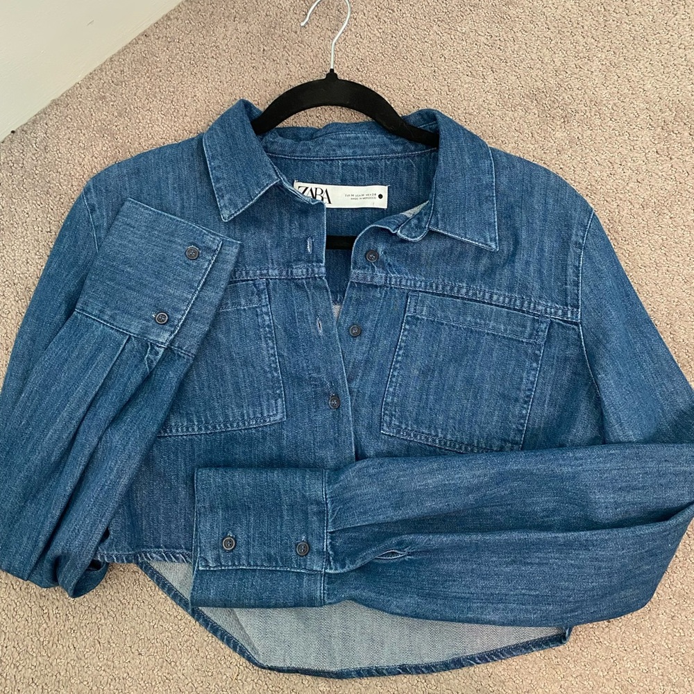 Zara cropped denim top.